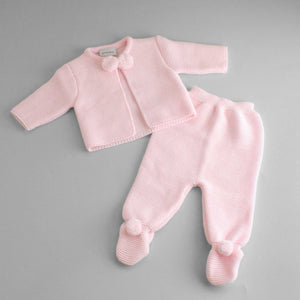 baby pink knitted tracksuit outfit pram set spanish style
