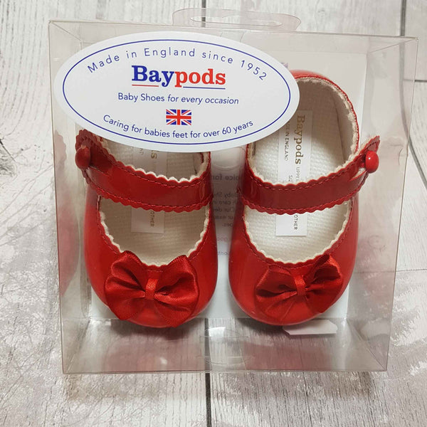 baby girls red bow shoes