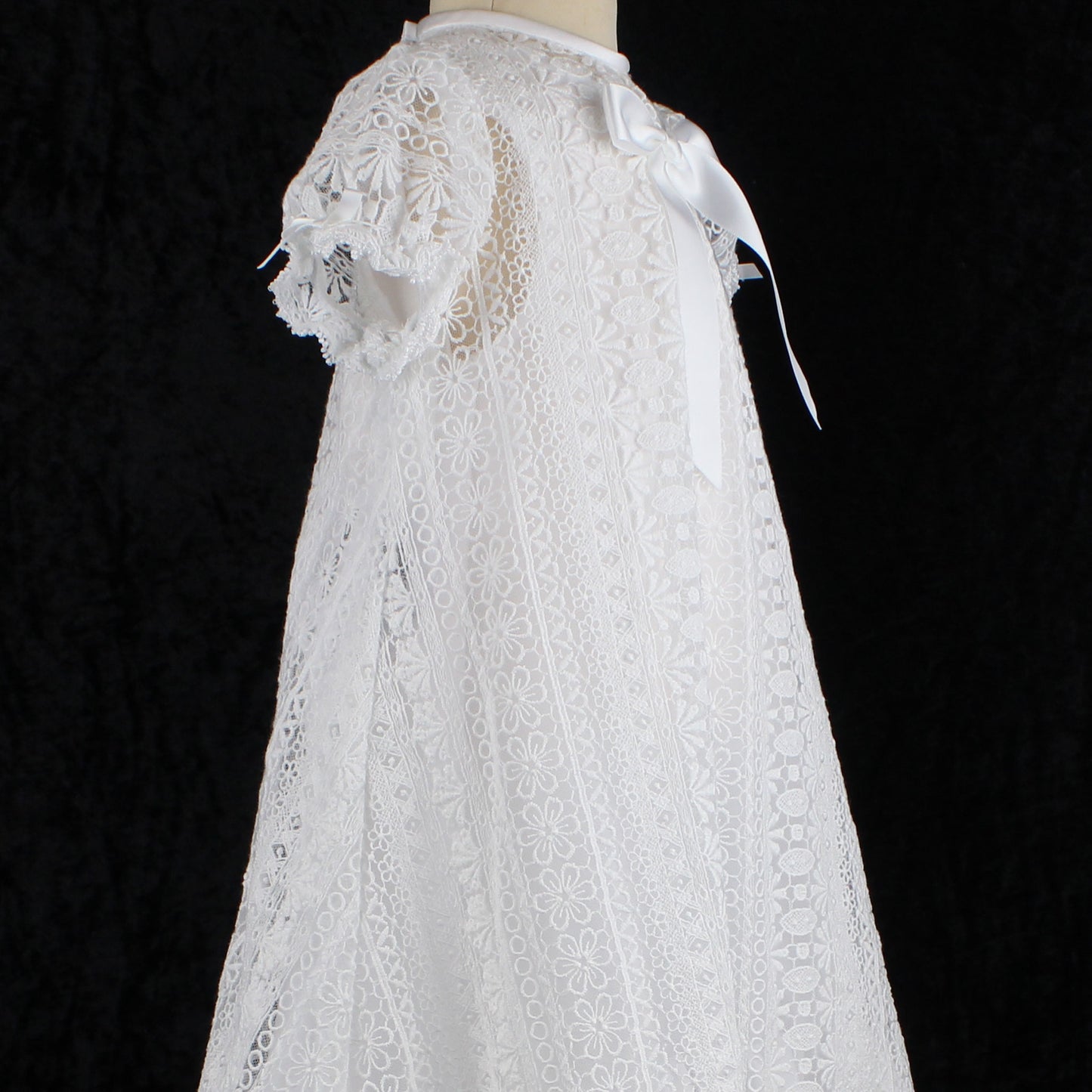 Sarah Louise Vintage Lace Christening Gown and Bonnet - White - 001129