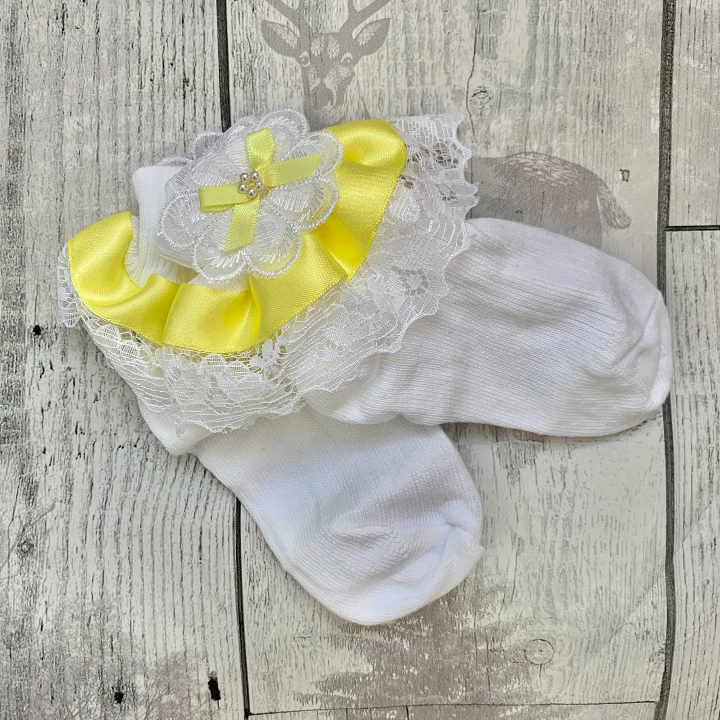 yellow and white thrilly socks