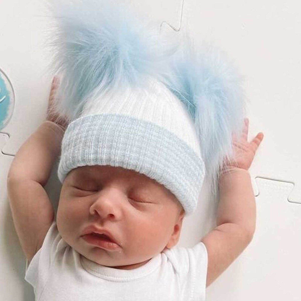 Newborn Pom Hat Double Pom First Size Baby Hat Lullaby Lane Baby Shop