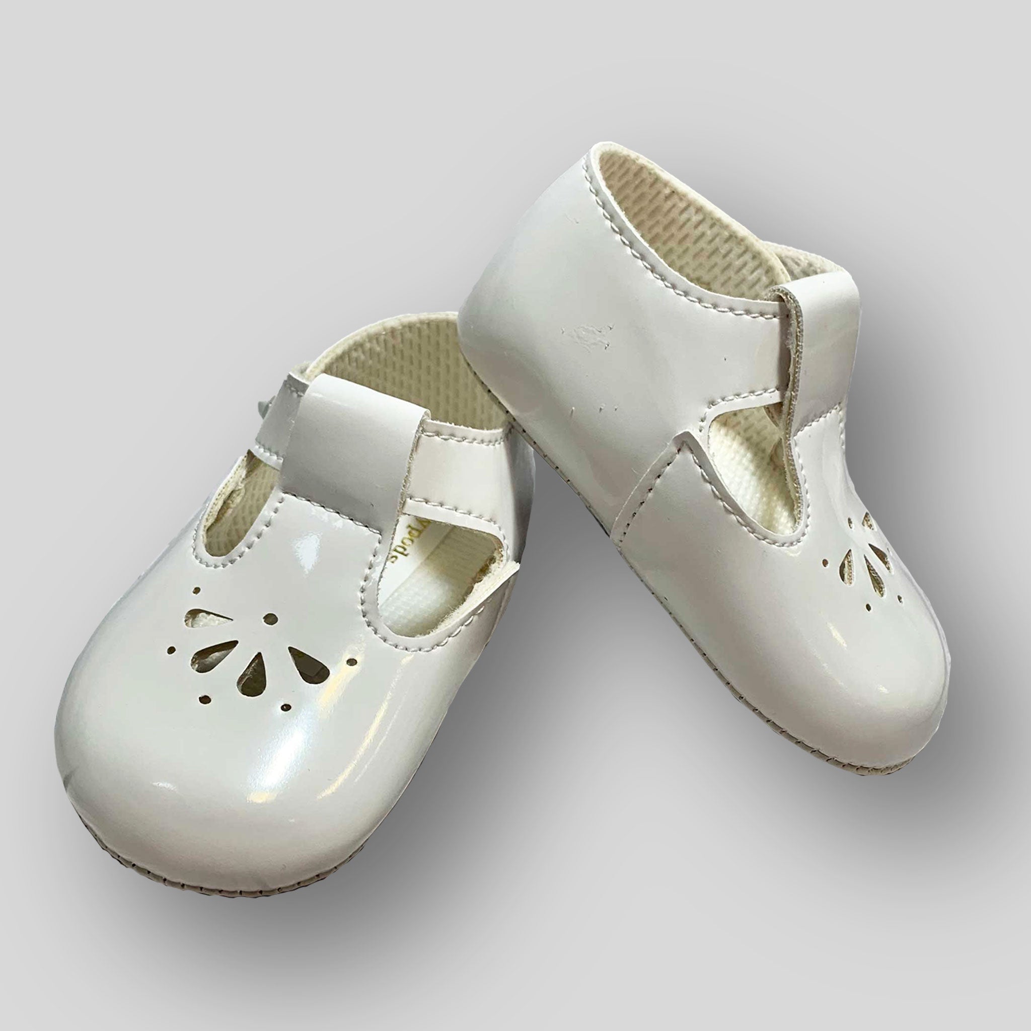 baby girls white t bar shoes