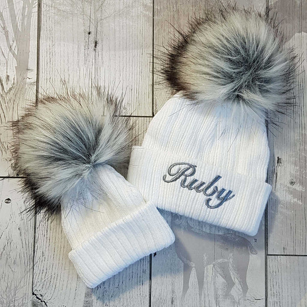baby white newborn faux fur toddler infant personalised pom