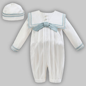 baby boys ivory and blue sarah louise christening outfit