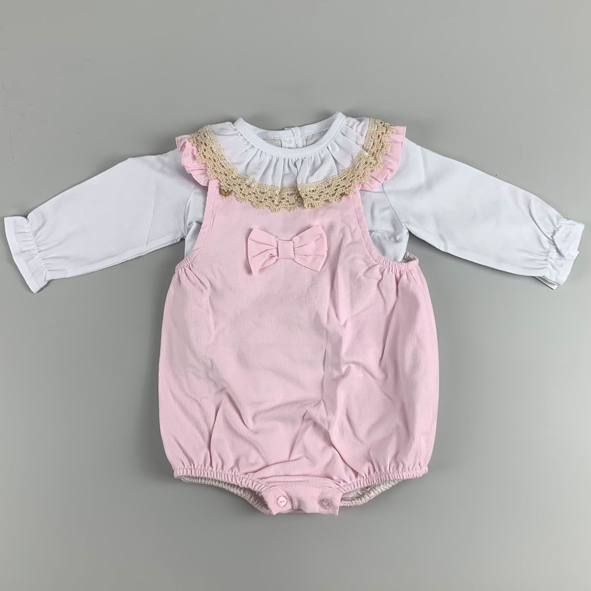 Baby Girls Pink Traditional Romper and White Shirt