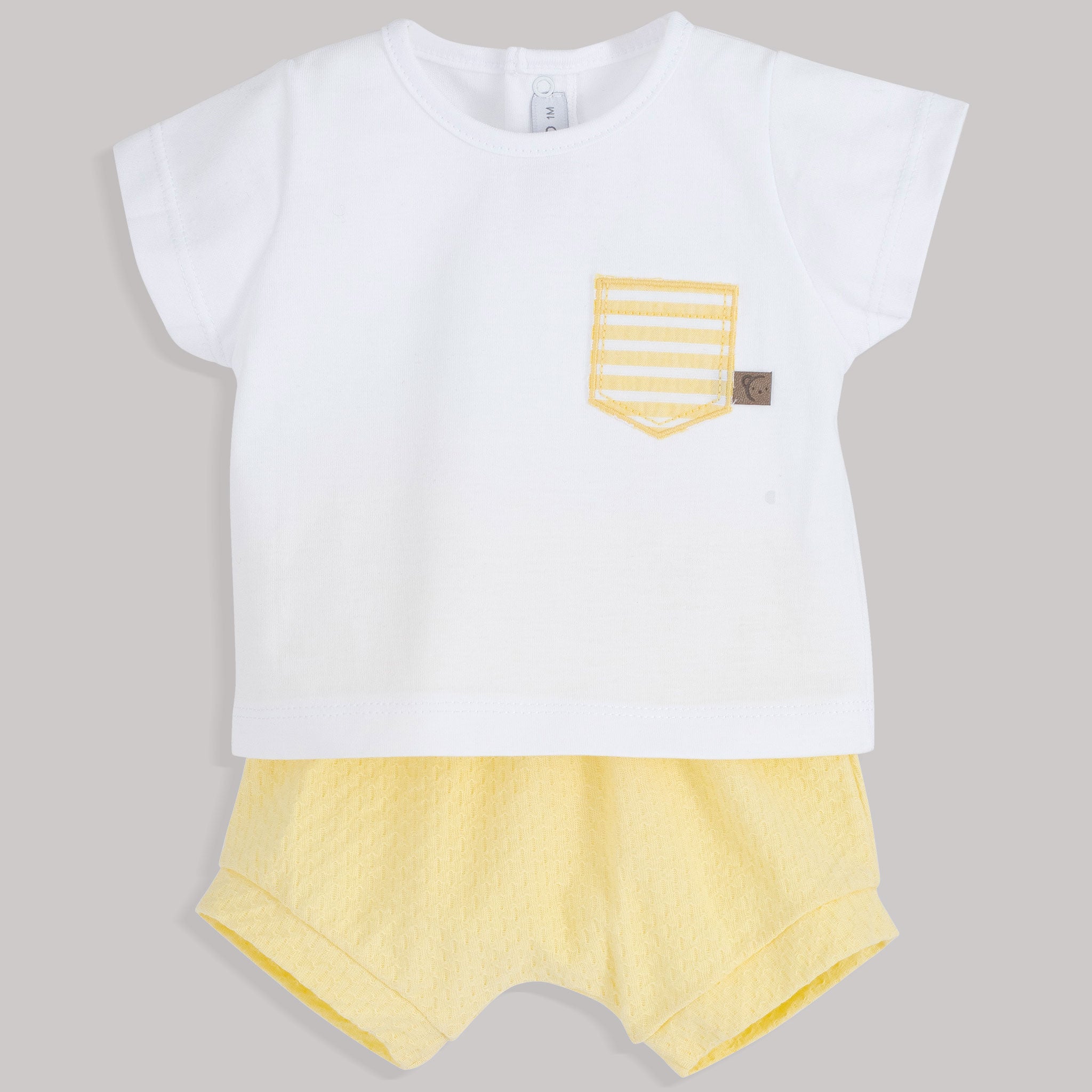 baby boys summer t shirt and shorts lemon yellow outfit