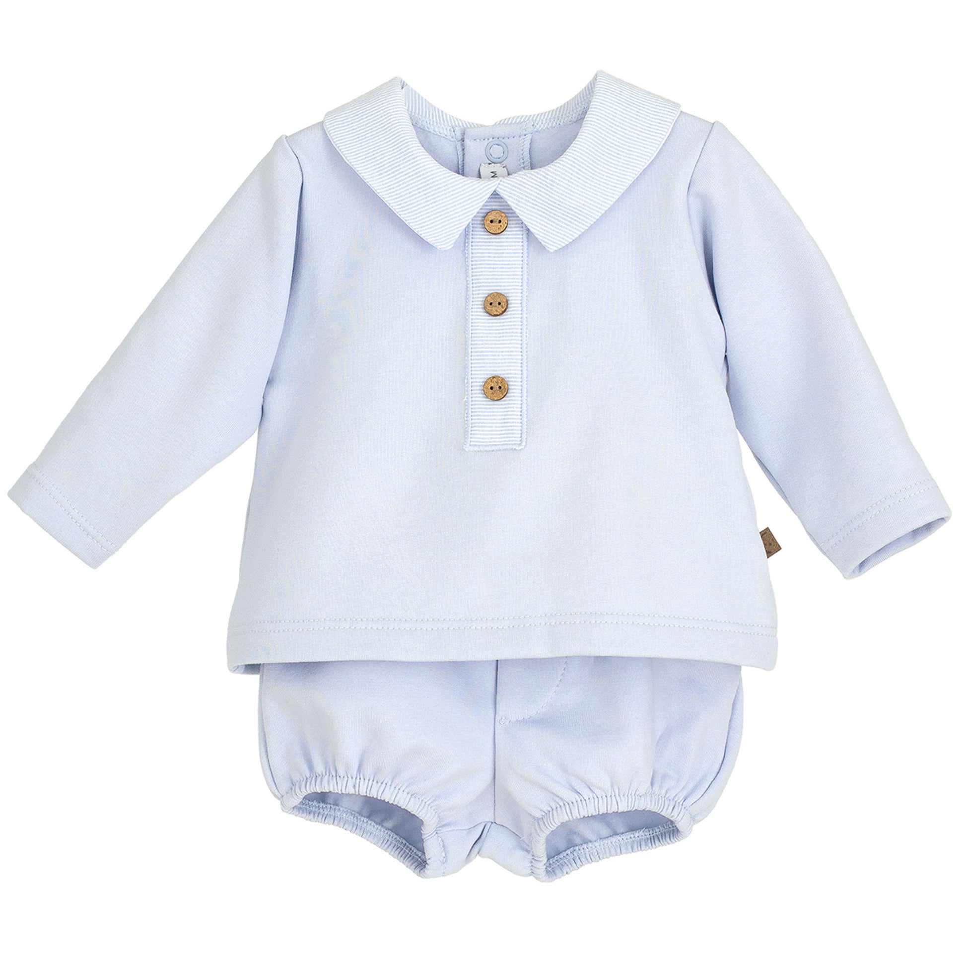 baby boys light blue two piece outfit