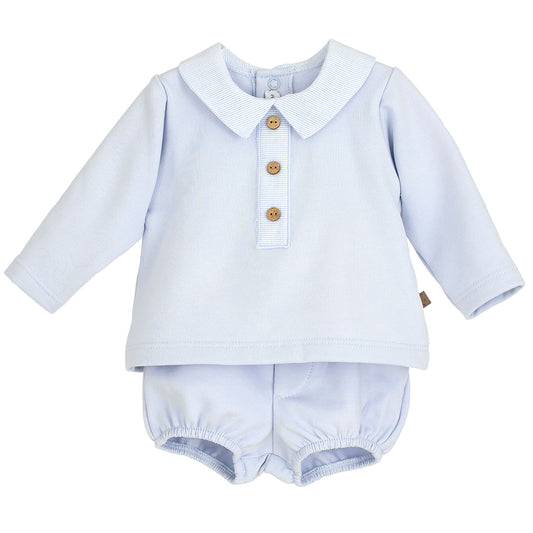 baby boys light blue two piece outfit