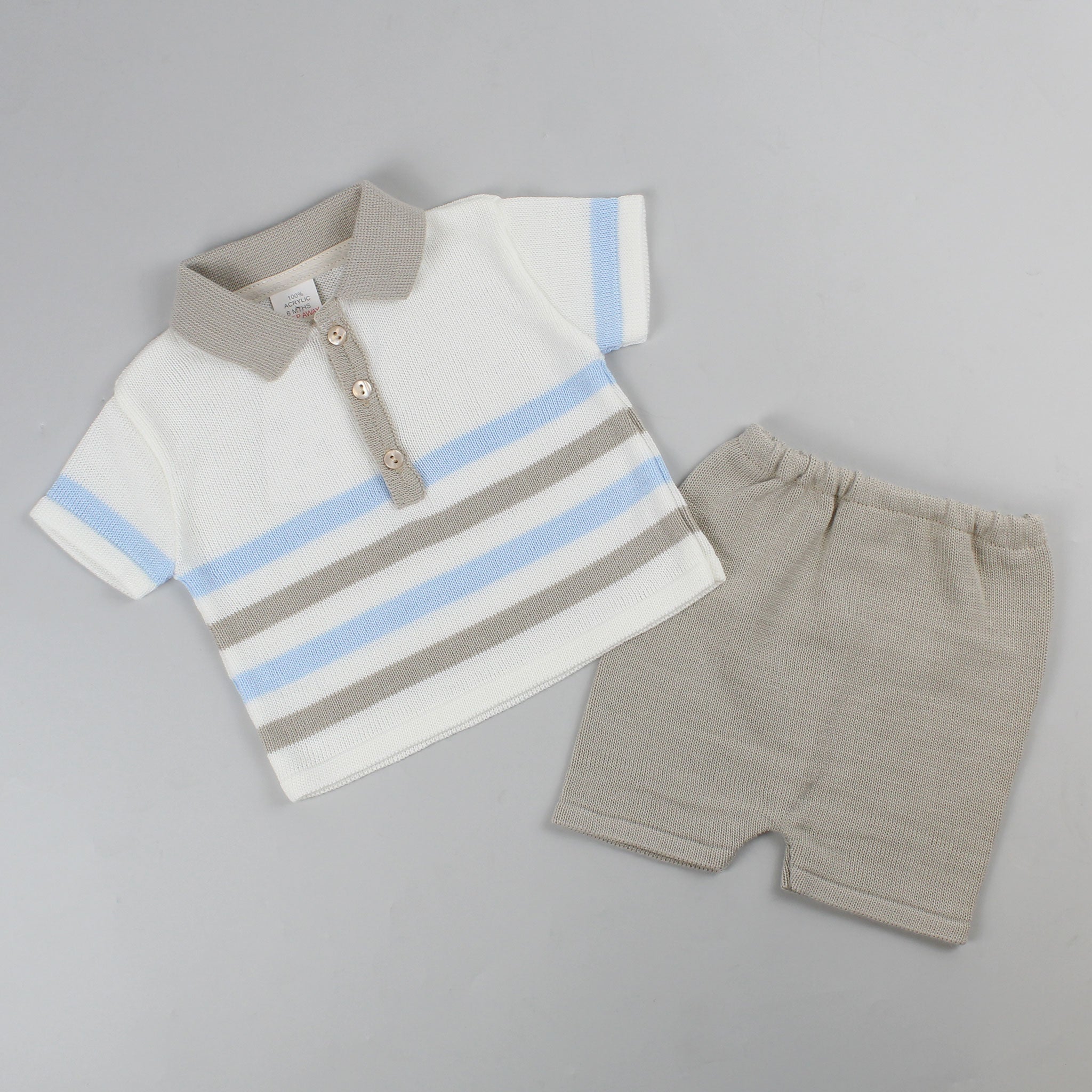 baby boys knitted polo shirt and shorts