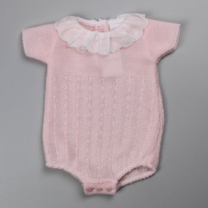 baby girls pink knitted romper