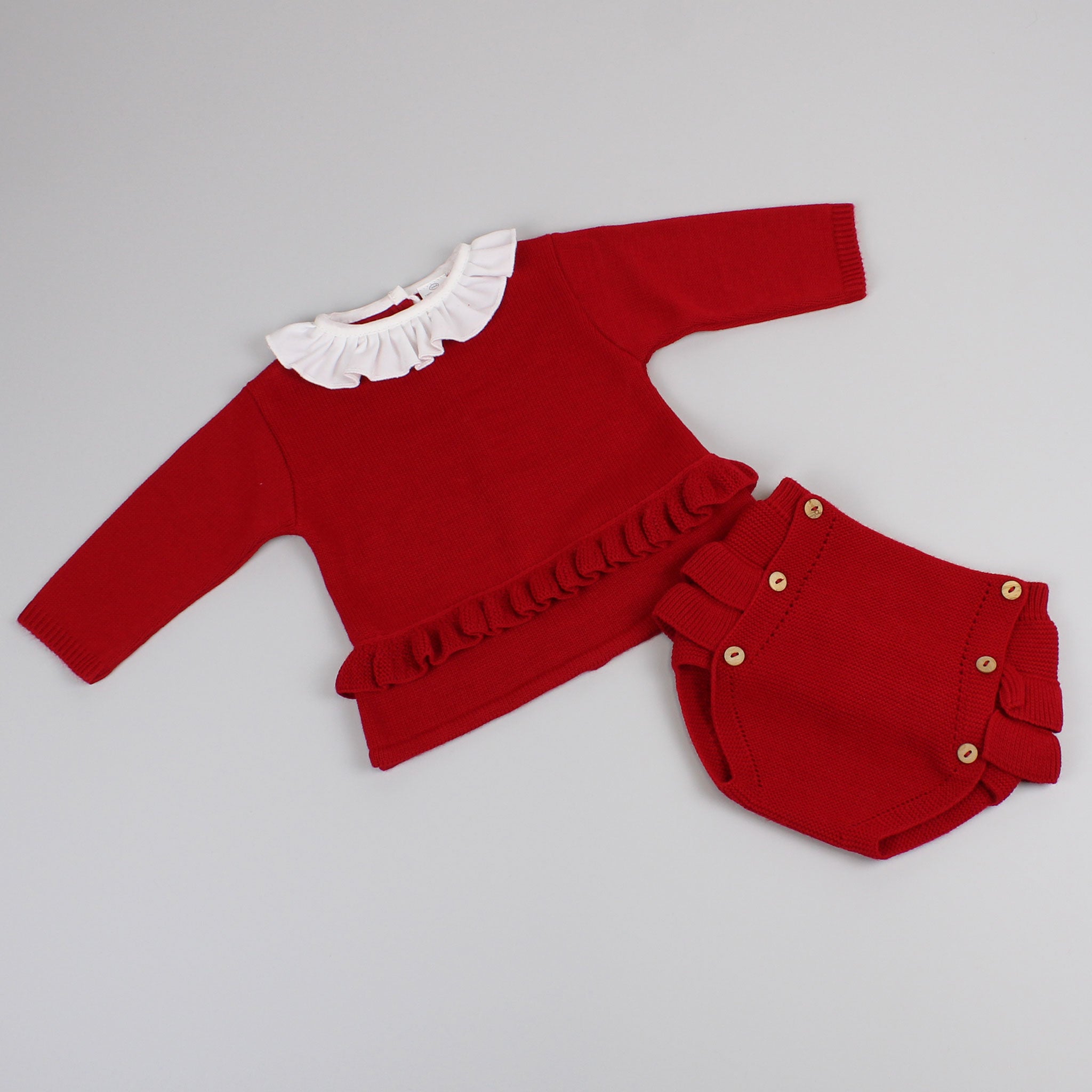 baby girls red knitted outfit