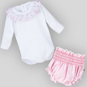 baby girls two piece jam pants and baby grow set