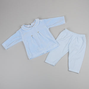 Baby Boys Two Piece - Velour Top and Cotton Bottoms - Blue