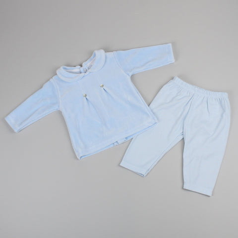 Baby Boys Two Piece - Velour Top and Cotton Bottoms - Blue