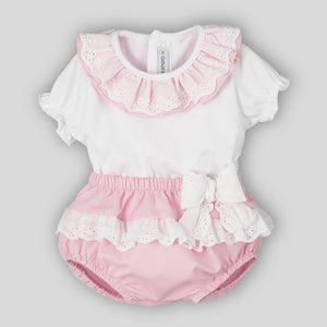 baby girls summer outfit set in pink