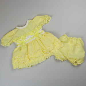 Baby Girl Lemon Yellow Dress with Gingham Bows