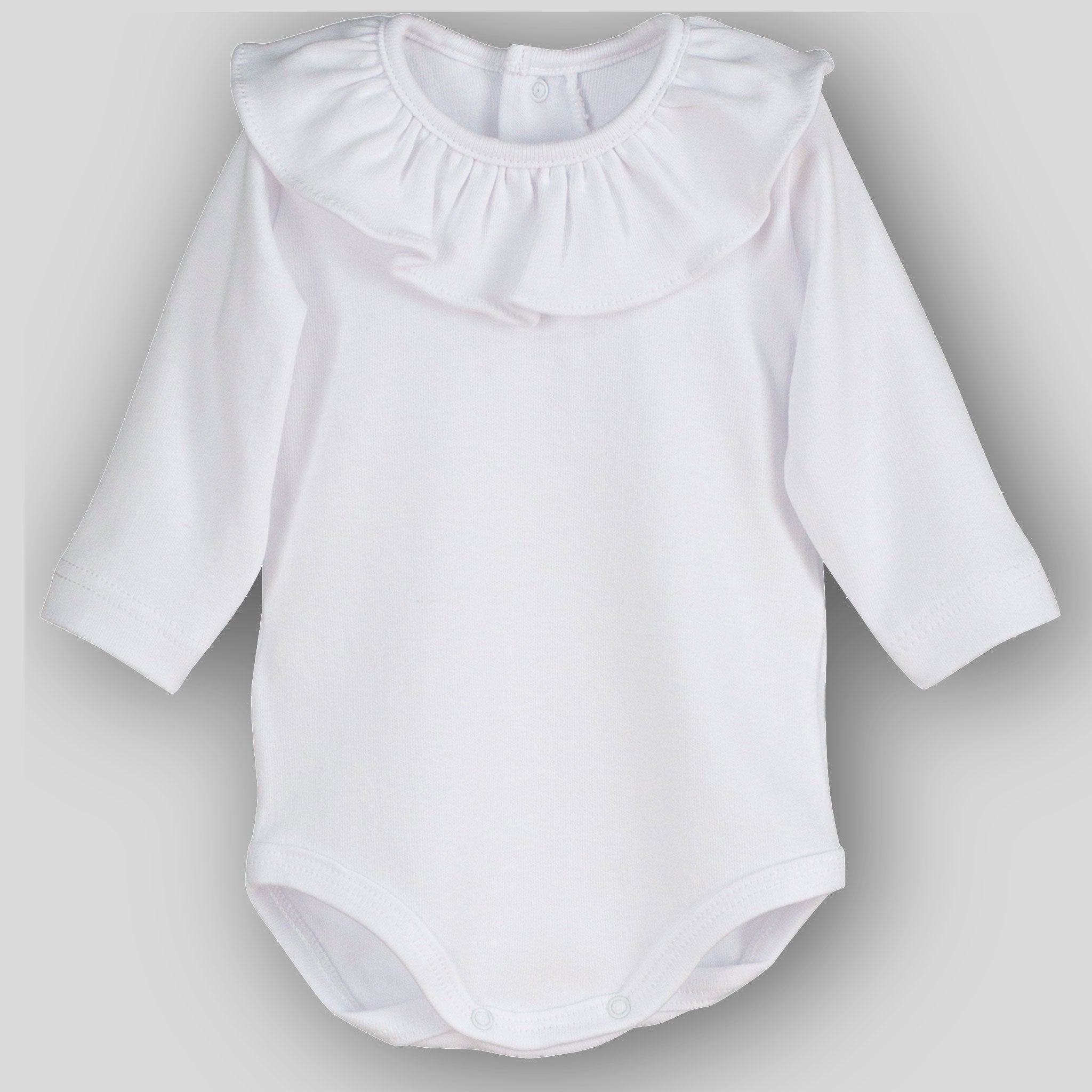 Baby Ruffle Neck Body Suit / Vest - White - Calamaro 19085