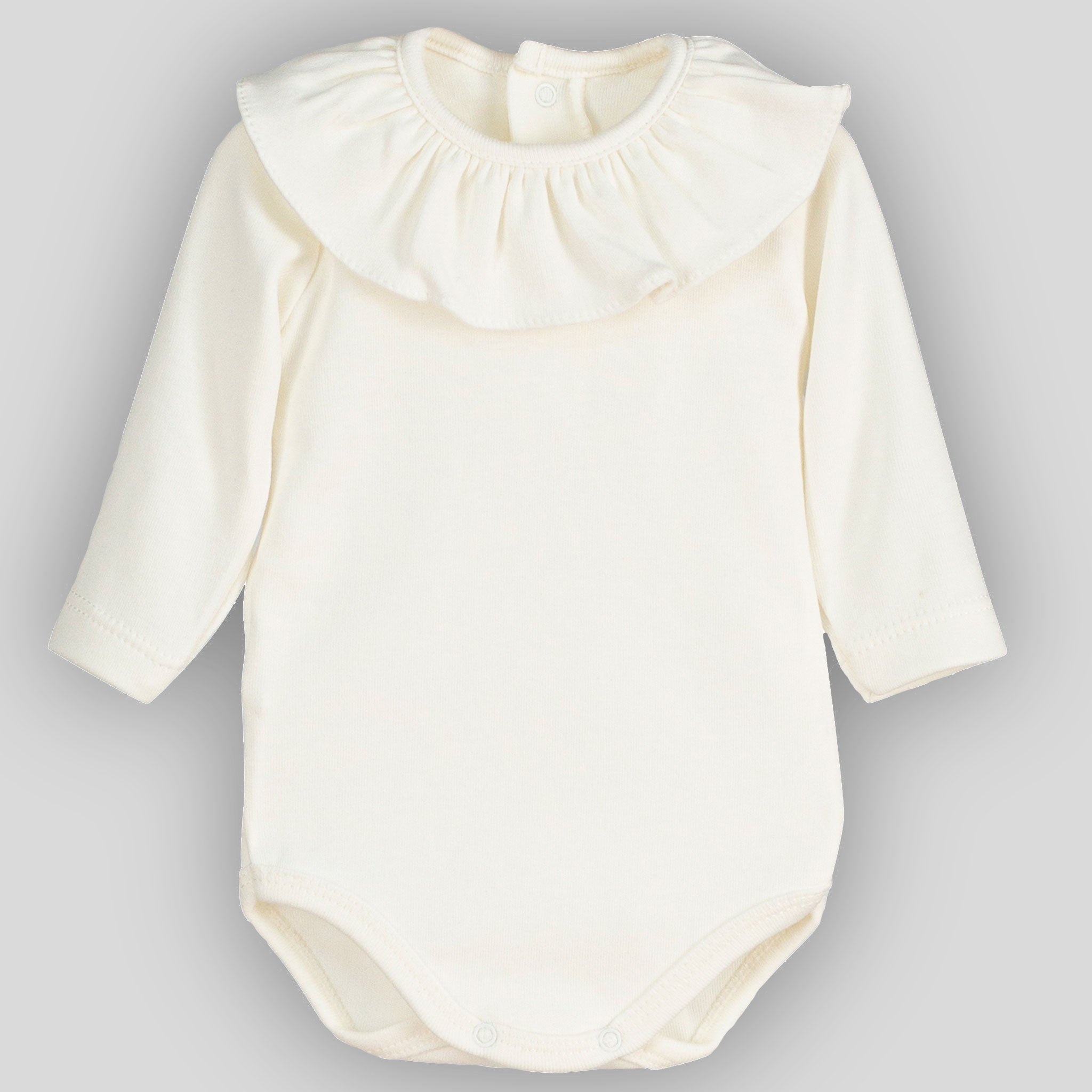 Baby Ruffle Neck Body Suit / Vest - Cream- Calamaro 19085