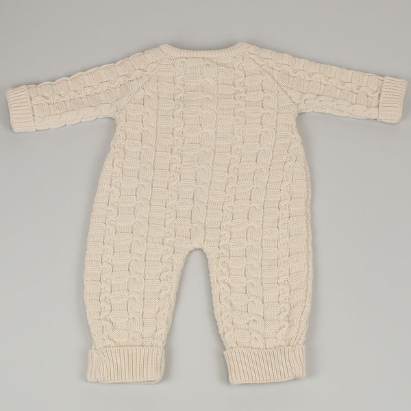 baby cable knit beige onesie