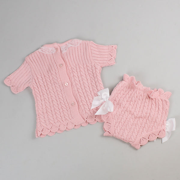 baby girls fancy pink knitted outfit