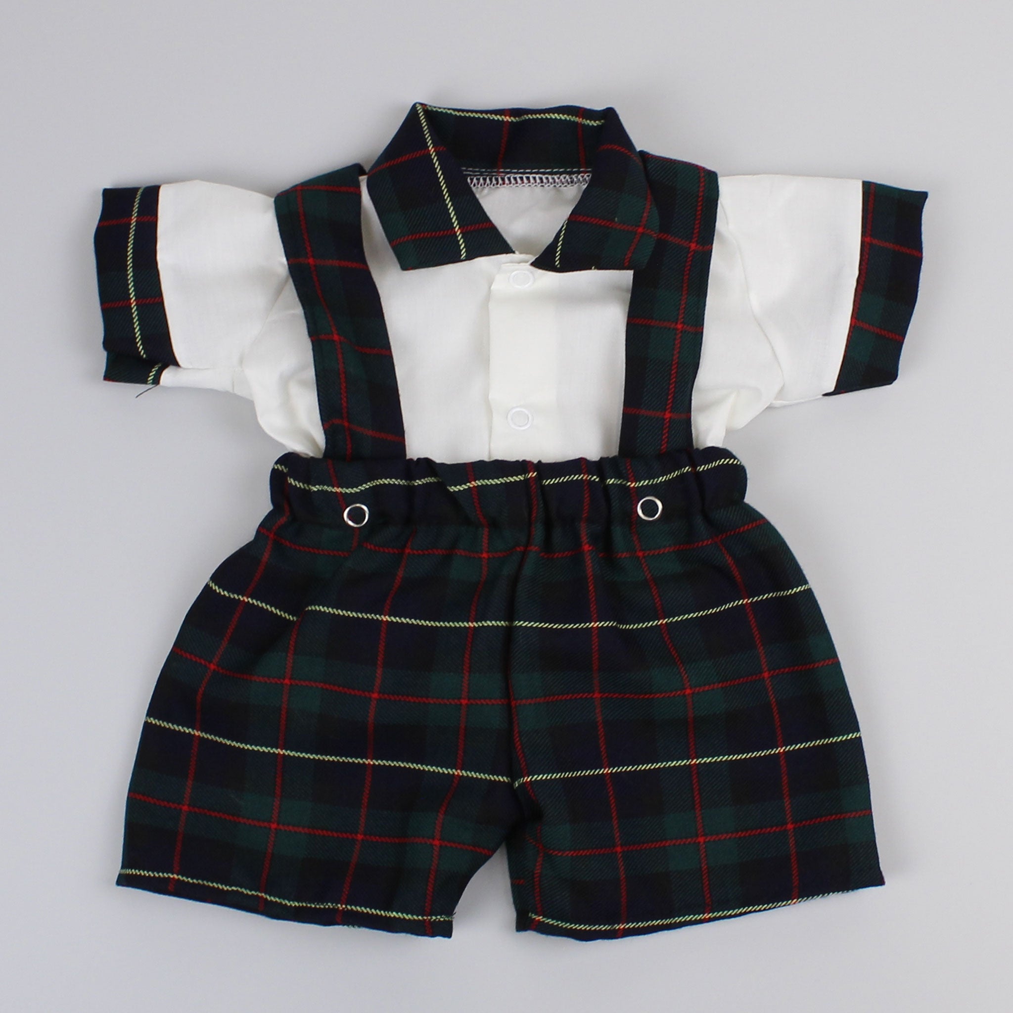 baby boys green and navy tartan outfit