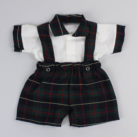 baby boys green and navy tartan outfit