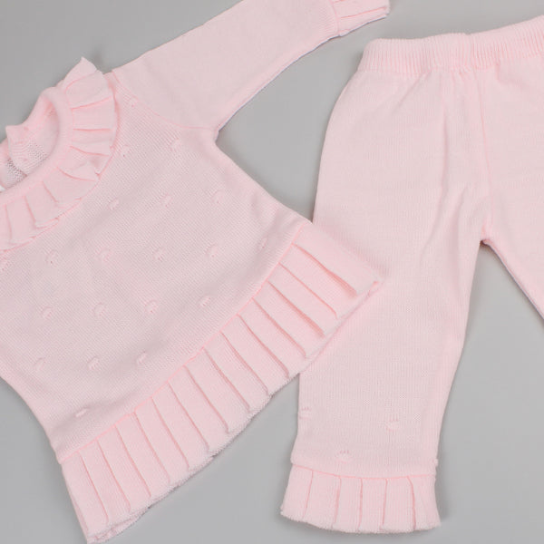 Baby Girls Pink Flared Knitted Jumper and Bottoms