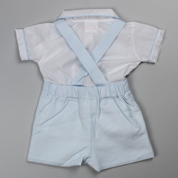Baby Boys Shirt & Shorts with Braces - Light Blue