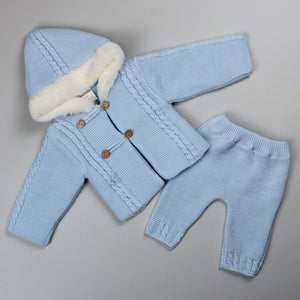 baby boys fur hood jacket and trousers