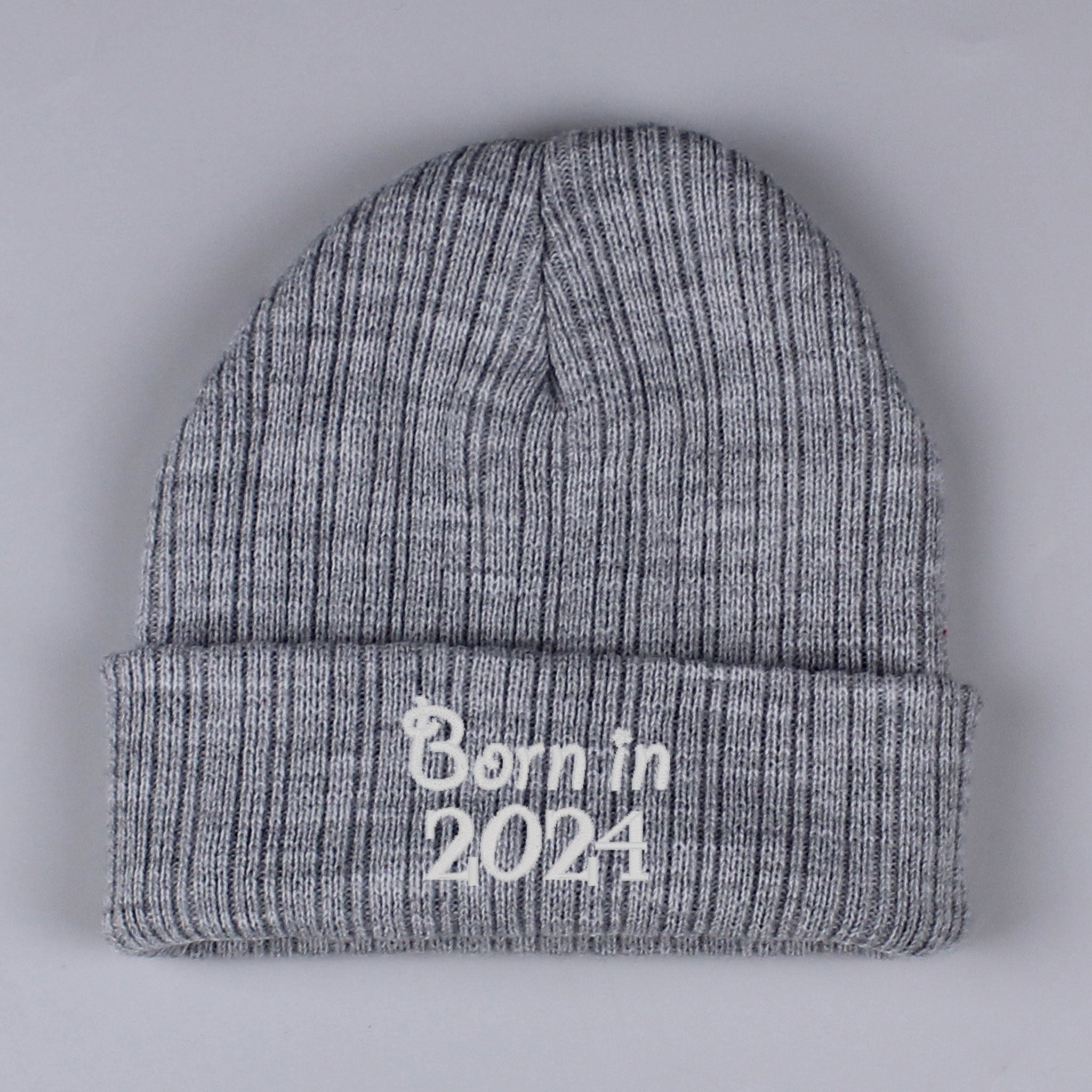 born in 2024 grey beanie