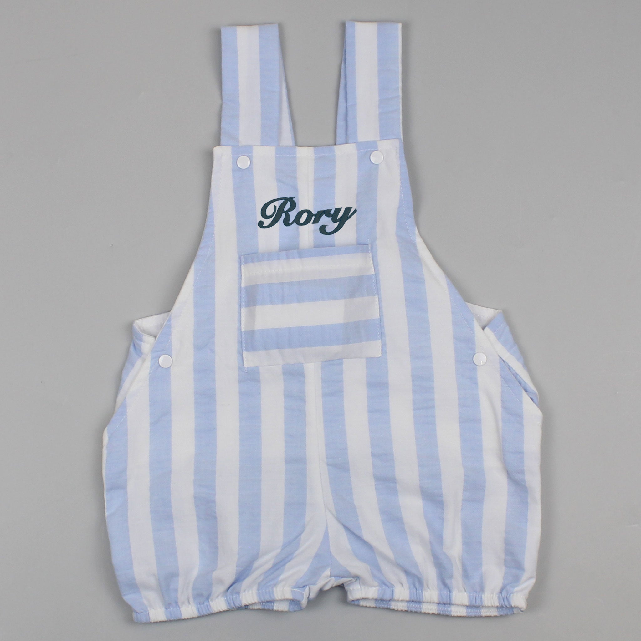 baby boys personalised striped summer dungarees