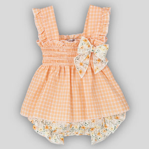 Baby Girls Peach Dress with Jam Pants - Calamaro 22052