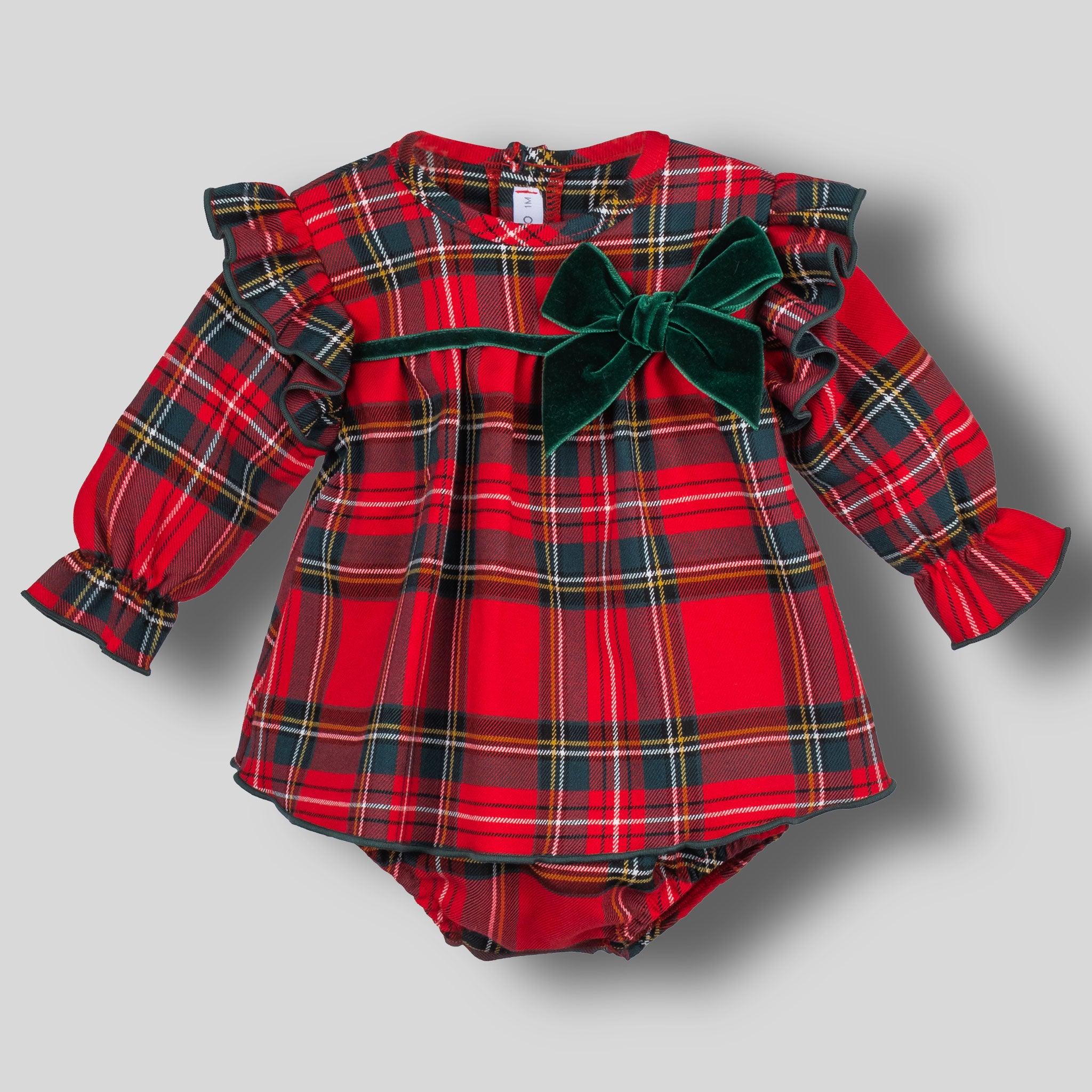 Baby Girls Traditional Red Tartan Dress with jam pants - Calamaro 22074