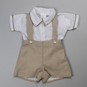 baby boys beige shorts and shirt