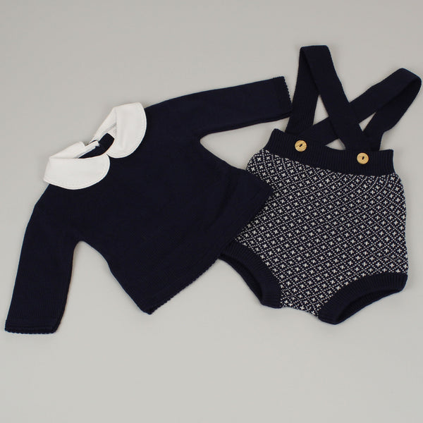 baby boys navy knitted outfit