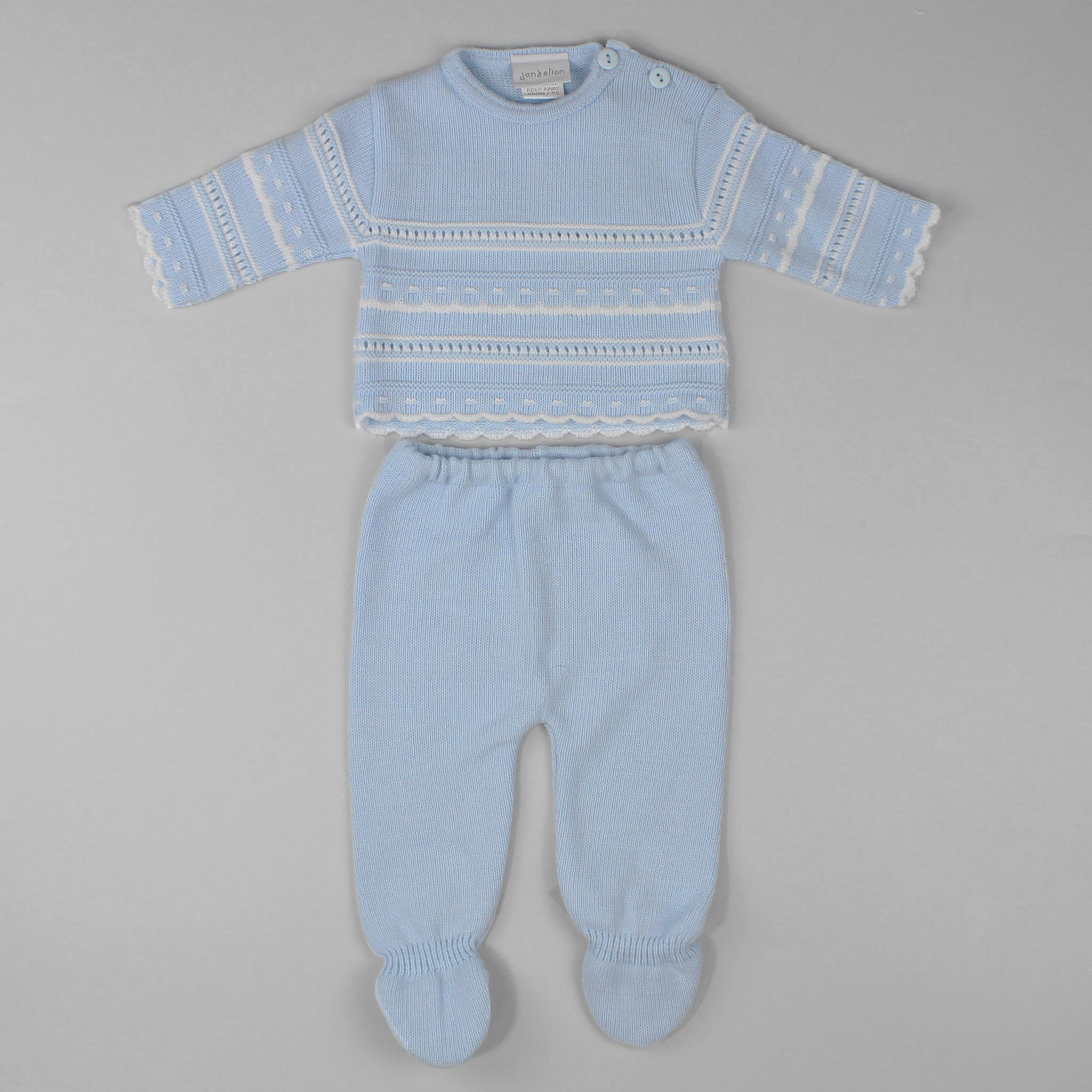 baby boys two piece knitted dandelion outfit