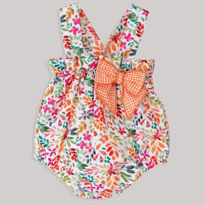 baby girls orange floral summer romper