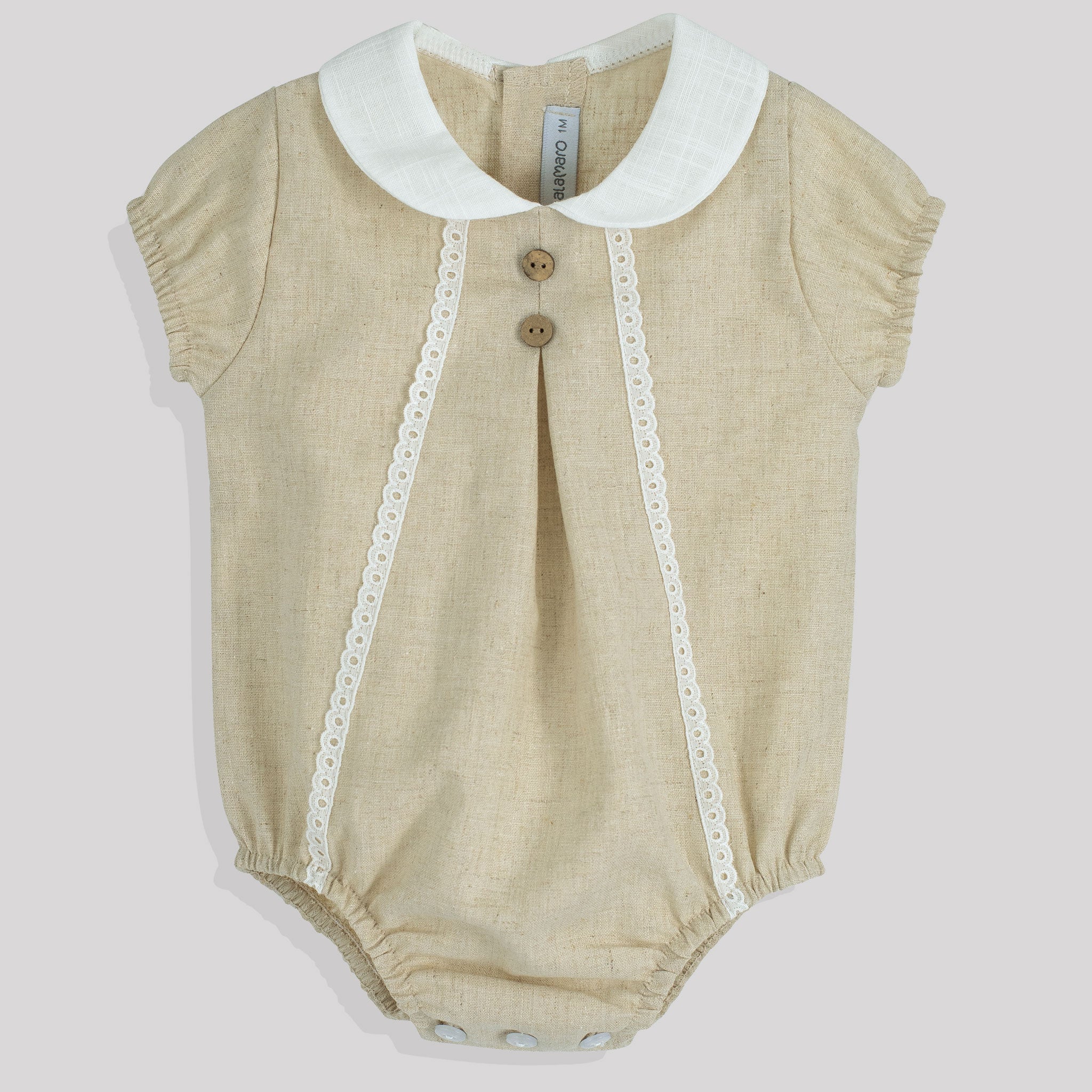 baby unisex beige romper outfit