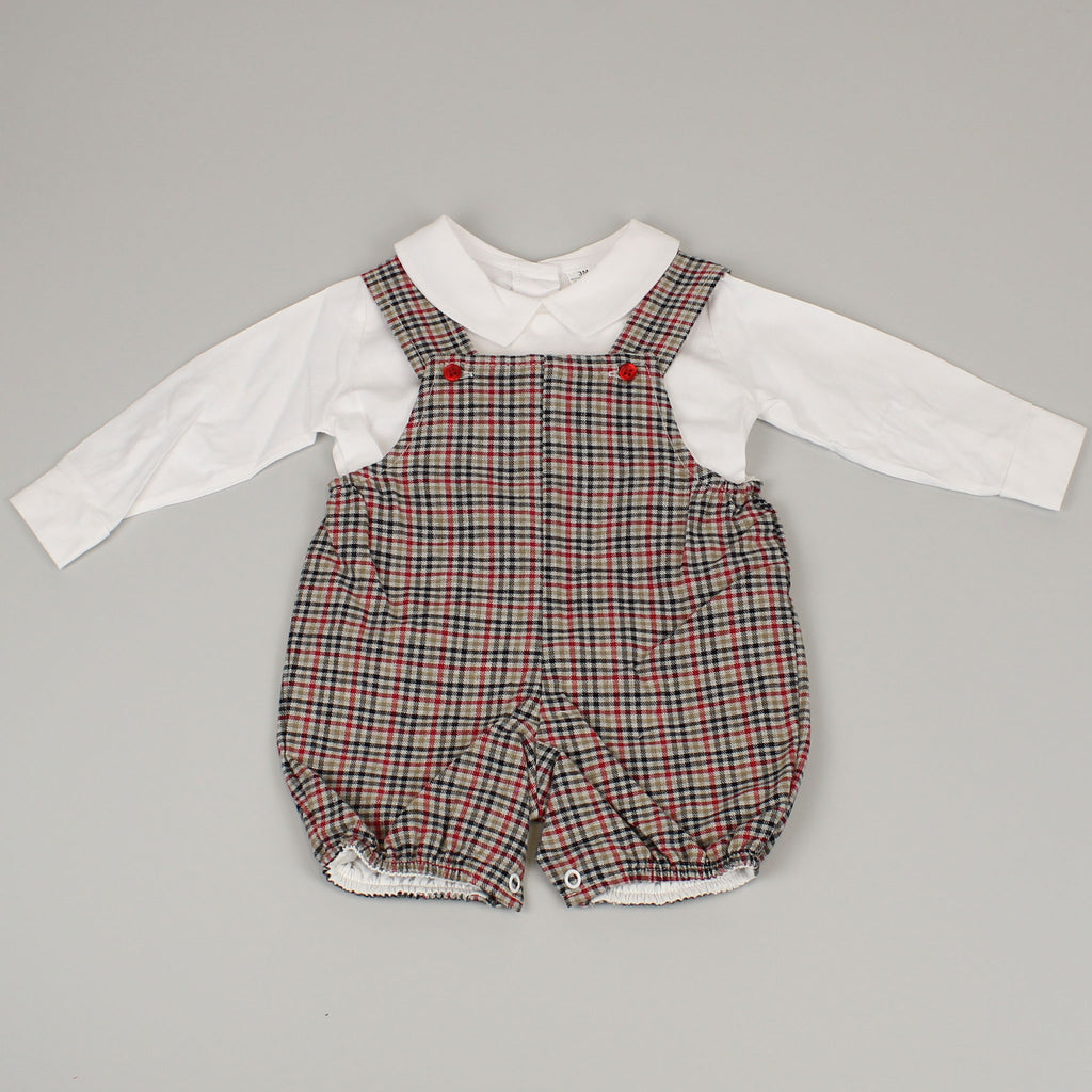 Shop Adorable Baby Boys Checked Dungaree and Shirt Outfit | Trendy and ...