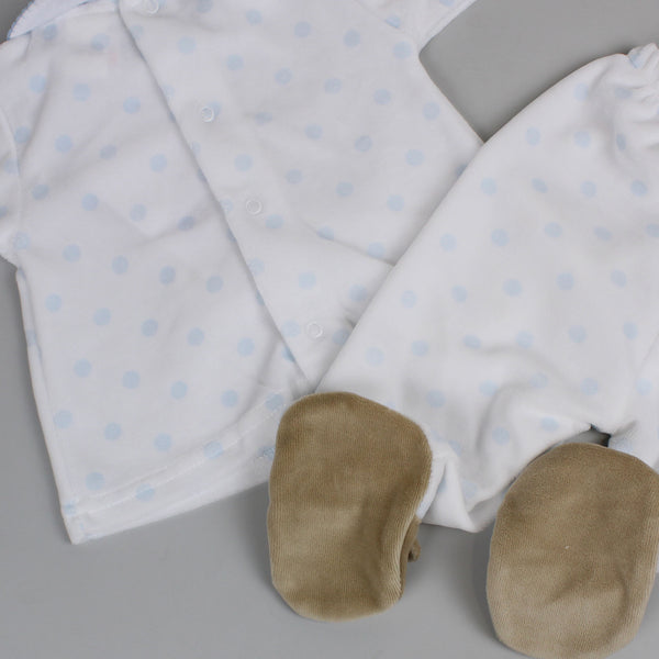 baby boys cosy outfit with bear feet