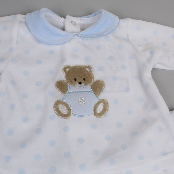 baby boys first outfit velour cosy 