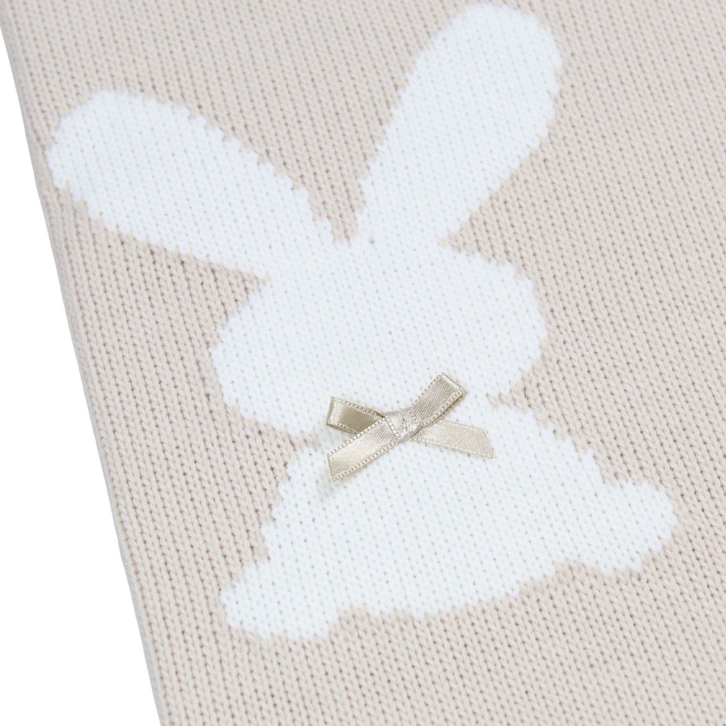 Pex Soft Knitted Baby Blanket with Bunny Design – Beige