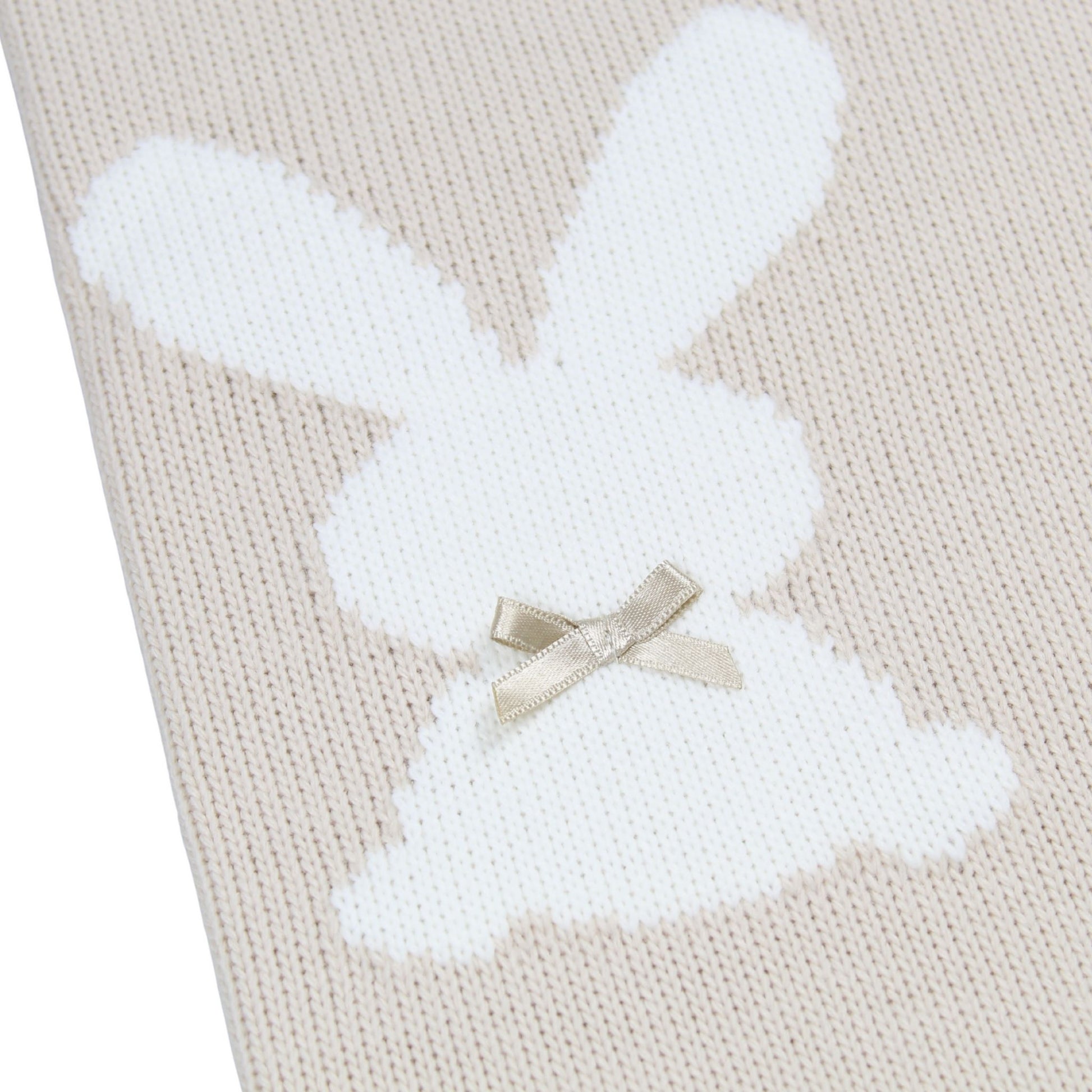 Pex Soft Knitted Baby Blanket with Bunny Design – Beige