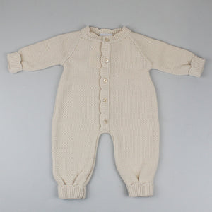 baby unisex knitted all in one in beige