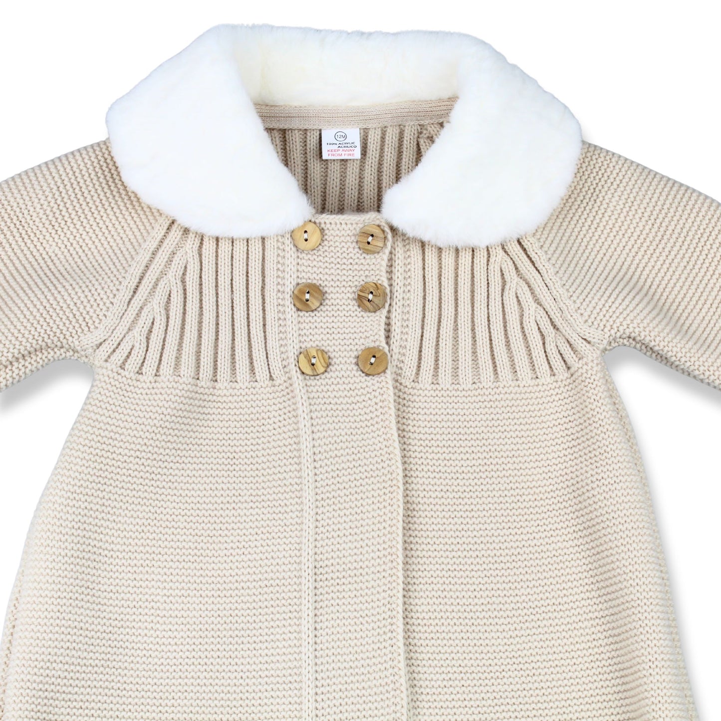 Baby Girls Beige Jacket and Bonnet
