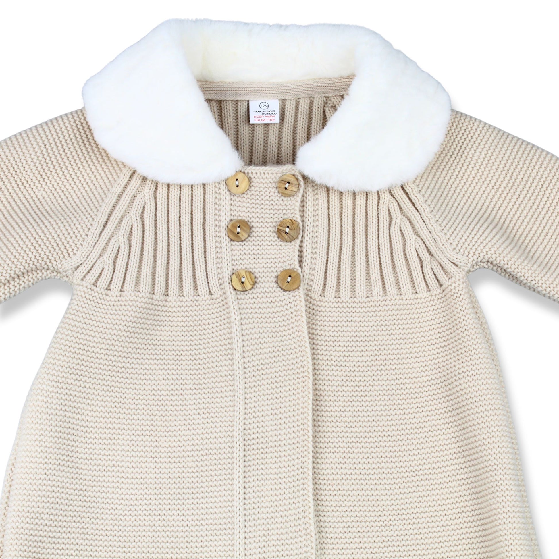 Baby Girls Beige Jacket and Bonnet