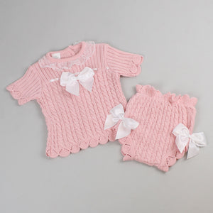 Baby girls two piece knitted short outfit