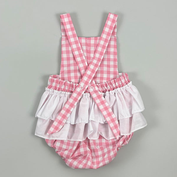 gingham pink summer romper