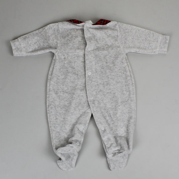 baby unisex grey tartan onesie