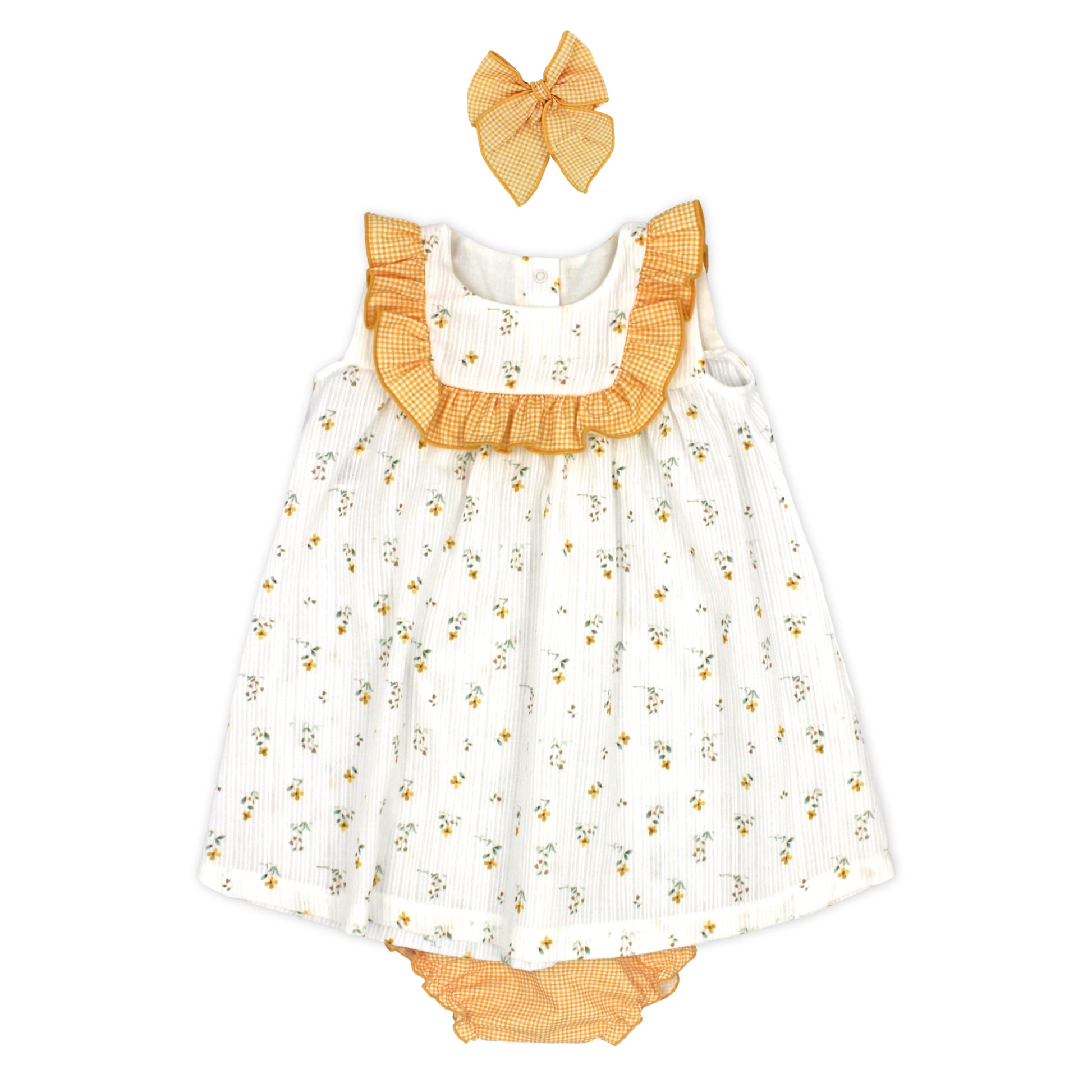 Baby girls easter outfit dress, bloomers and hair clip